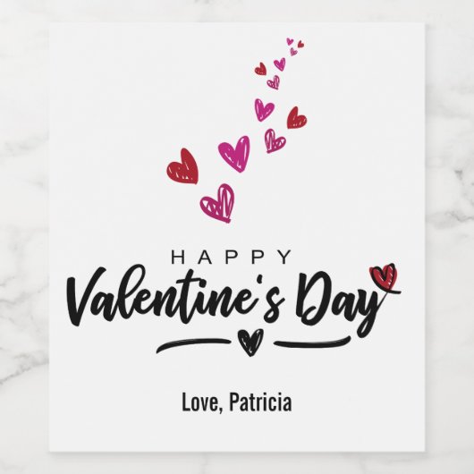 Rood roze Valentijnsdag script gekrikt hart Wijn Etiket (Enkel label)
