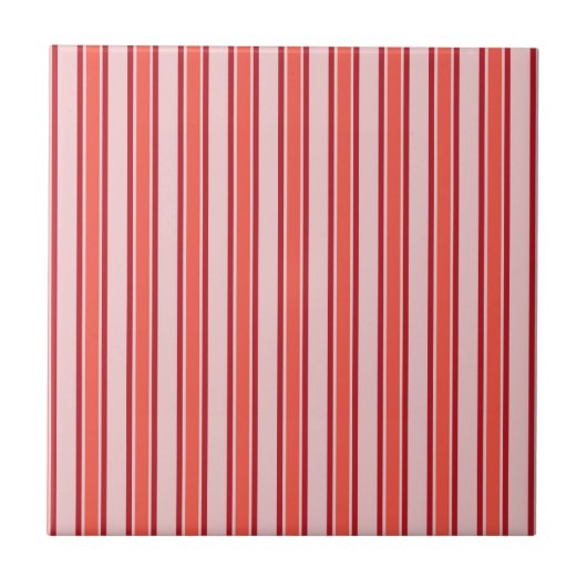 Rood Roze Verticaal Streeppatroon Tegeltje (Voorkant)