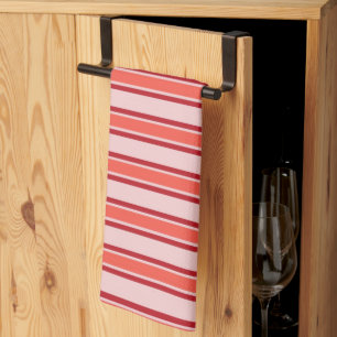 Rood Roze Verticaal Streeppatroon Theedoek