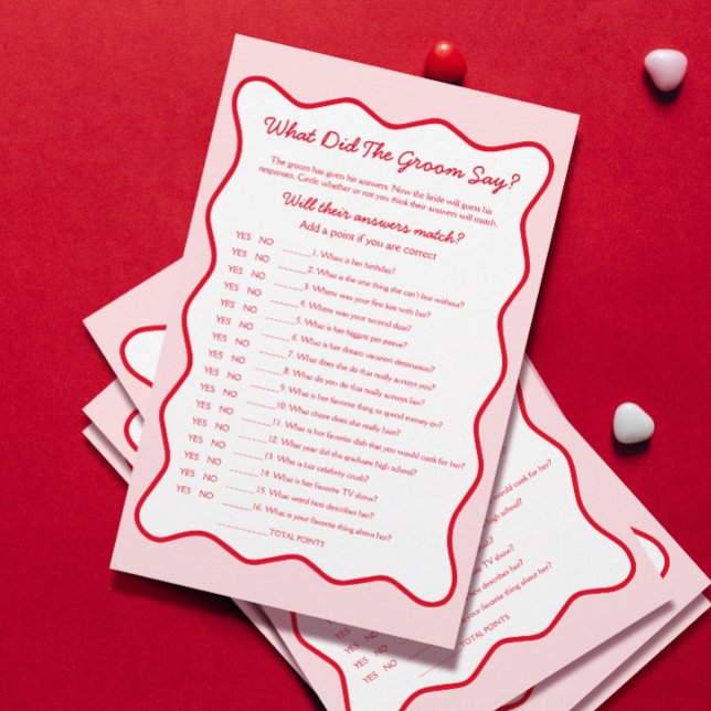 Rood Roze Vrijgezellenfeest Spel Wat Zei De Bruide (Creator heeft geüpload)