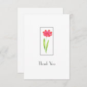 Rood, Roze Waterverf Bloem Dank u kaart (Voorkant / Achterkant)