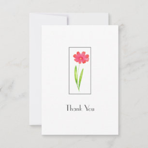 Rood, Roze Waterverf Bloem Dank u kaart