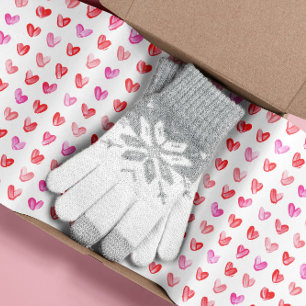 Rood & Roze Waterverf Hartpatroon Weefsel Papier