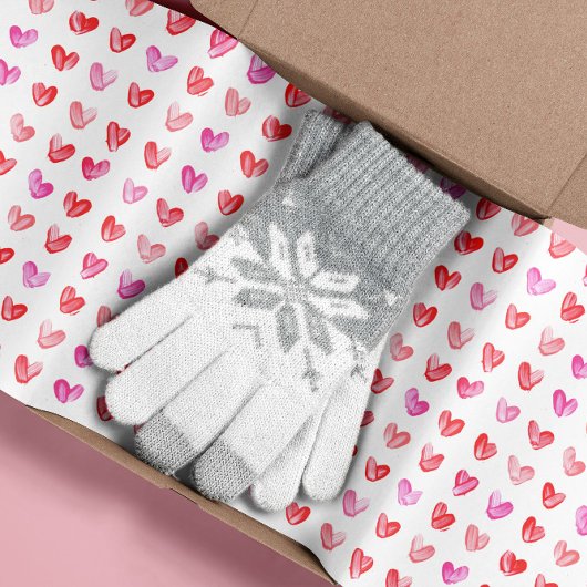 Rood & Roze Waterverf Hartpatroon Weefsel Papier