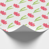 Rood, roze Waterverf ventilatorpatroon Cadeaupapier (Hoek)