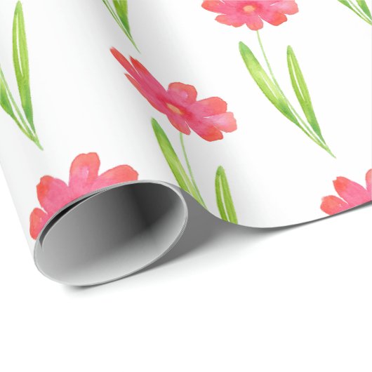 Rood, roze Waterverf ventilatorpatroon Cadeaupapier (Rol Hoek)