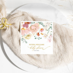 Rood & Roze Wildflower Baby shower Servetten