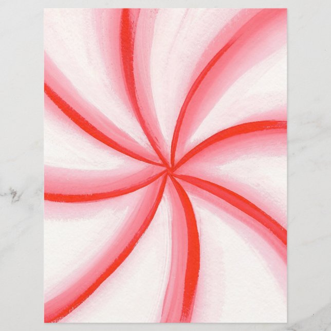 Rood Roze Wit Candy Cane Swirl Scrapbook Papier (Voorkant)