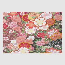 Rood Roze Wit Japans Kimono Bloemen Decoupage Tissuepapier