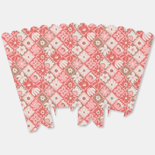 Rood Roze Wit  Retro Floral Groovy Bedankdoosjes (Ongevouwen)