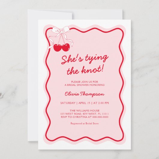 Rood Roze Ze bindt het knoop Vrijgezellenfeest Kaart (Voorkant)