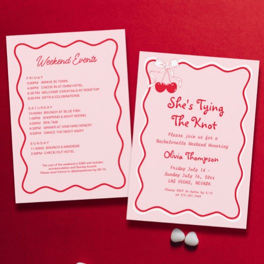 Rood Roze Zij Krijgt De Knoop Bachelorette Party Kaart