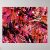 Rood Roze Zwart Abstract Expressionistisch Muurkun Poster (Voorkant)