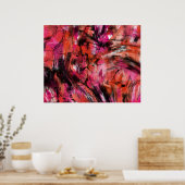 Rood Roze Zwart Abstract Expressionistisch Muurkun Poster (Keuken)