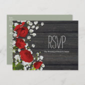Rood rozen en babyluiers op hout RSVP Uitnodiging Briefkaart (Voorkant / Achterkant)