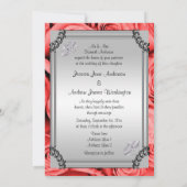 Rood rozen en diamanten bruiloft kaart (Achterkant)