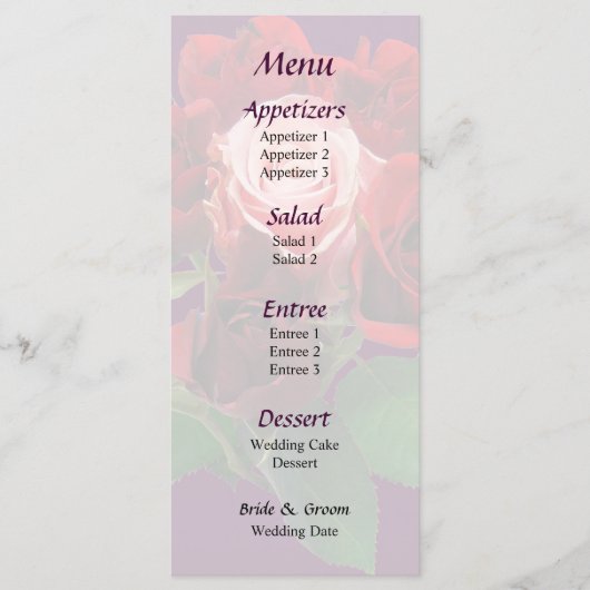Rood rozen en een roze stemmenu menu (Voorkant)