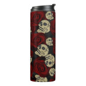 Rood rozen en korrels grijs, Floral gothic Thermosbeker (Gedraaid links)