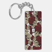 Rood rozen en korrels grijs zwart, wit wit wit sleutelhanger (Voorkant Links)