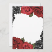 Rood rozen en zwart wit logo bruiloft kaart (Achterkant)