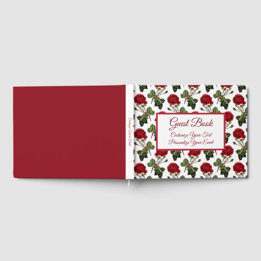 rood rozen Romantic Floral Pattern Gastenboek (Volledig)