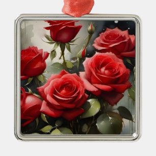   rood Rozen waterverf schilderij Metalen Ornament
