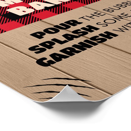 Rood rustiek geruite houthakker mam osa bar poster (Hoek)