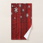 Rood Rustiek Hout, Sneeuwvlokken Kerstmis Bad Handdoek (Handdoek)