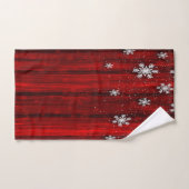 Rood Rustiek Hout, Sneeuwvlokken Kerstmis Bad Handdoek (Handdoek)
