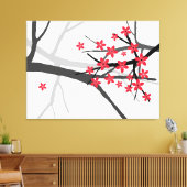 Rood Sakura verpakt Canvas (Insitu (Woonkamer))