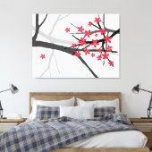 Rood Sakura verpakt Canvas (Insitu (Slaapkamer))