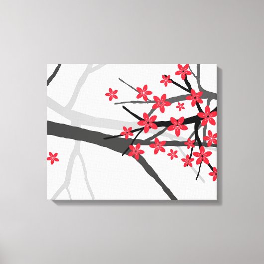 Rood Sakura verpakt Canvas Afdruk (Voorkant)