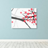 Rood Sakura verpakt Canvas Afdruk (Insitu (Houten vloer))