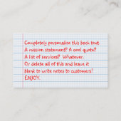 rood samenstellingsboek visitekaartje (Achterkant)