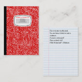 rood samenstellingsboek visitekaartje (Voorkant / Achterkant)