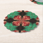 Rood Satijn Bow Groen Kruis Lint Kartonnen Onderzetters (Gekanteld)