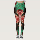 Rood Satijn Bow Groen Kruis Lint Ontwerp Leggings (Voorkant)