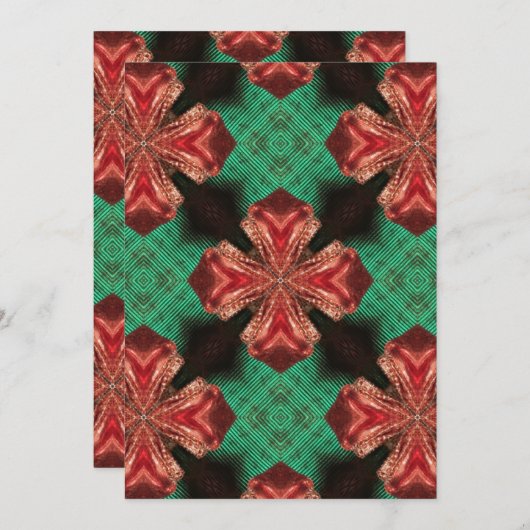 Rood Satijn Bow Groen Kruis Lint Ontwerp Save The Date (Voorkant / Achterkant)