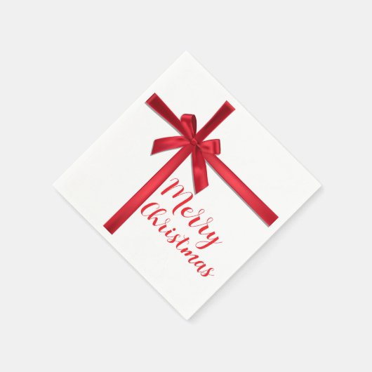 Rood Satijn Lint Boog Kerstfeest Servet (Hoek)