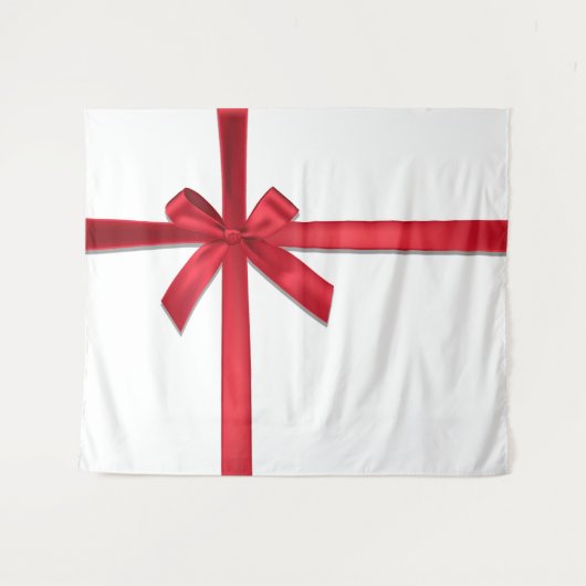 Rood Satijn Lint Boog Kerstfeest Wandkleed (Voorkant (horizontaal))