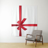 Rood Satijn Lint Boog Kerstfeest Wandkleed (In situ)