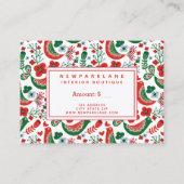 Rood Scandinavisch kerstprint cadeaubon Visitekaartje (Achterkant)
