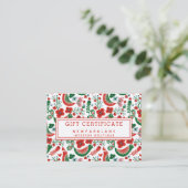 Rood Scandinavisch kerstprint cadeaubon Visitekaartje (Staand voorkant)