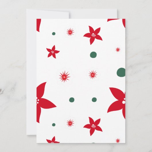 Rood Scandinavisch rendier bloemenkerstfeest Kaart (Achterkant)