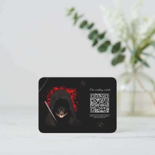 Rood Scary donker humeurig gothic schedel Hallowee Informatiekaartje (Staand voorkant)