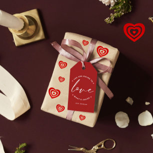 Rood Schattige Liefde Valentijnsdag Circle Cadeaulabel