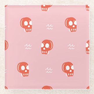  rood schedelhoofdpatroon glazen onderzetter