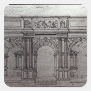 Rood scherm van de kerk vierkante sticker