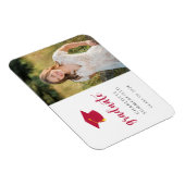 Rood schoolkleuren Foto Afstuderen aankondiging Magneet (Rechterzijde)