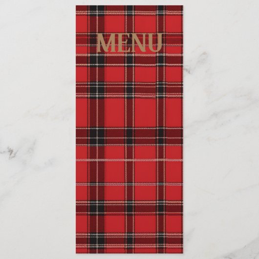Rood Schots Tartan Bruiloft Menu (Achterkant)
